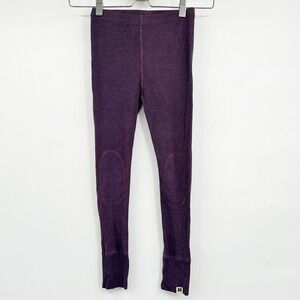 Nui Organics Kids Purple Merino Wool Silk Ribbed Base Layer Outdoor Leggings 6Y